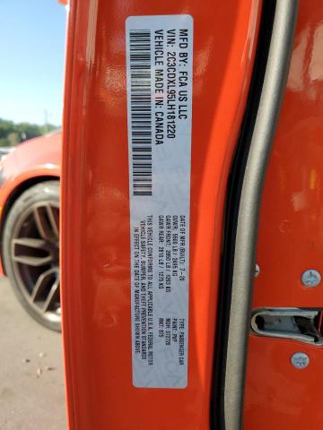 2C3CDXL95LH181220 - 2020 DODGE CHARGER SRT HELLCAT ORANGE photo 12