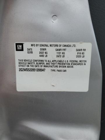 2G2WS522851288947 - 2005 PONTIAC GRAND PRIX GT SILVER photo 12