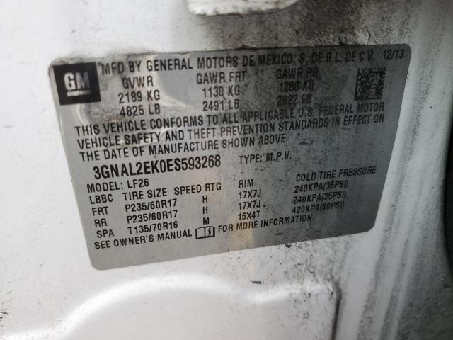 3GNAL2EK0ES593268 - 2014 CHEVROLET CAPTIVA LS 白色 照片 12