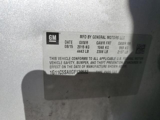 1G11C5SA8GF120532 - 2016 CHEVROLET MALIBU LIM LT 银色 照片 13