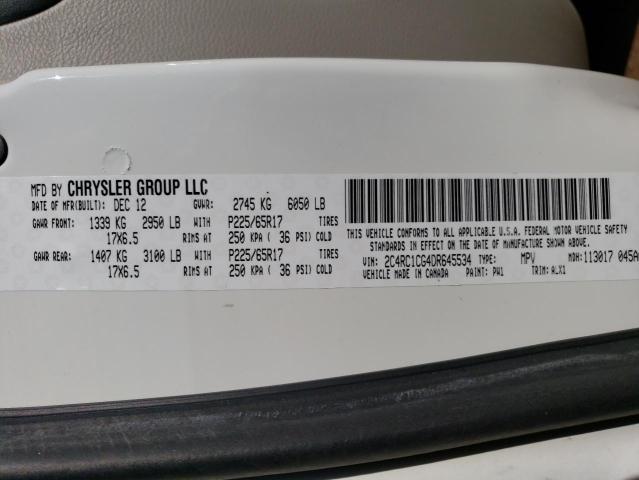 2C4RC1CG4DR645534 - 2013 CHRYSLER TOWN & COU TOURING L WHITE photo 13