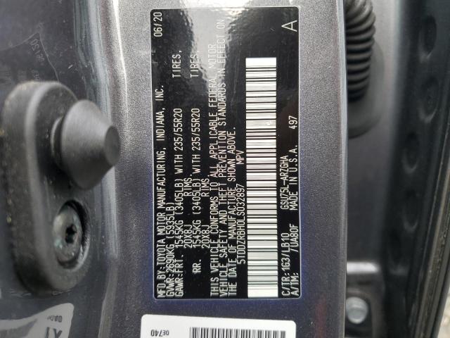 5TDDZRBH0LS032897 - 2020 TOYOTA HIGHLANDER LIMITED GRAY photo 13