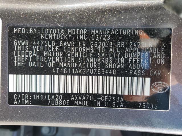4T1G11AK3PU799448 - 2023 TOYOTA CAMRY SE NIGHT SHADE GRAY photo 12