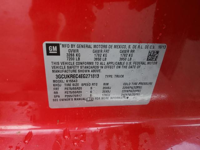 3GCUKREC4EG271813 - 2014 CHEVROLET SILVERADO K1500 LT RED photo 12