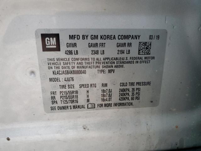 KL4CJASB4KB880040 - 2019 BUICK ENCORE PREFERRED SILVER photo 12