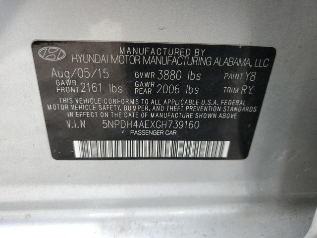 5NPDH4AEXGH739160 - 2016 HYUNDAI ELANTRA SE SILVER photo 12