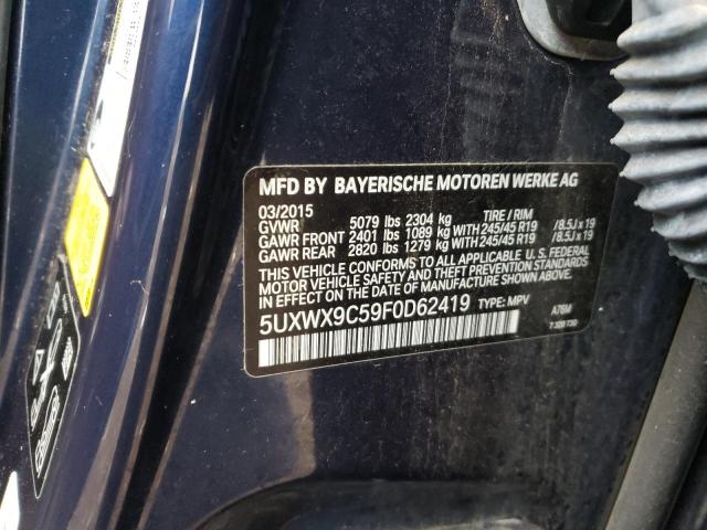 5UXWX9C59F0D62419 - 2015 BMW X3 XDRIVE28I BLUE photo 12