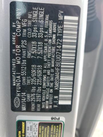 KM8SM4HF8EU071472 - 2014 HYUNDAI SANTA FE GLS SILVER photo 12