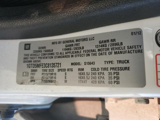 1GTD5MFE3C8135721 - 2012 GMC CANYON SLE WHITE photo 13