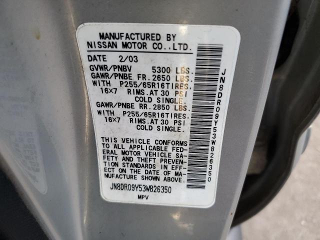 JN8DR09Y53W826350 - 2003 NISSAN PATHFINDER LE 灰色 照片 13