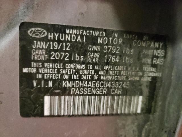 KMHDH4AE6CU433245 - 2012 HYUNDAI ELANTRA GLS SILVER photo 12