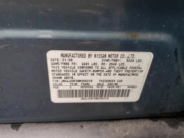 JNKAJ09F58M356018 - 2008 INFINITI EX35 BASE ნაცრისფერი ფოტო 12