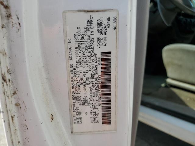 5TBRN34173S391123 - 2003 TOYOTA TUNDRA ACCESS CAB SR5 WHITE photo 13