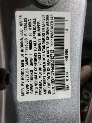 19XFC2F58GE212713 - 2016 HONDA CIVIC LX SILVER photo 13