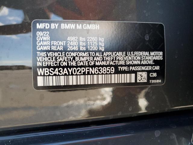 WBS43AY02PFN63859 - 2023 BMW M3 COMPETITION GRAY photo 13