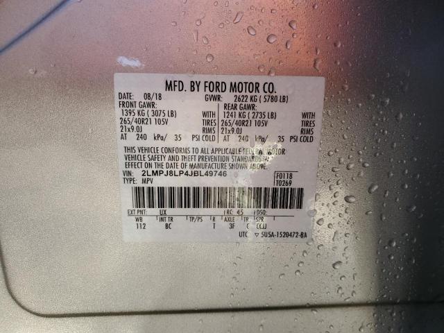 2LMPJ8LP4JBL49746 - 2018 LINCOLN MKX RESERVE SILVER photo 14