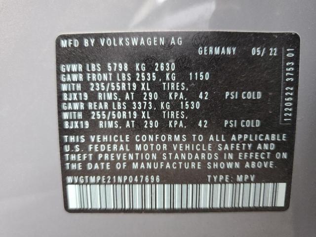 WVGTMPE21NP047696 - 2022 VOLKSWAGEN ID.4 PRO S ნაცრისფერი ფოტო 12