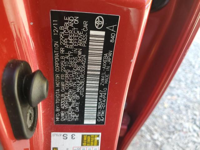 JTDZN3EU9C3064224 - 2012 TOYOTA PRIUS V RED photo 13