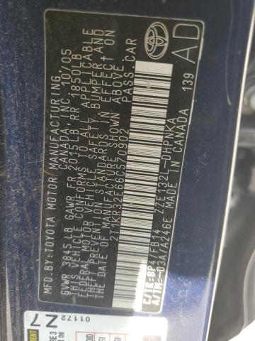 2T1KR32E66C570902 - 2006 TOYOTA COROLLA MA XR BLUE photo 12