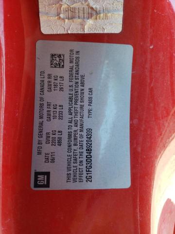 2G1FG3DD4B9204399 - 2011 CHEVROLET CAMARO LT RED photo 13