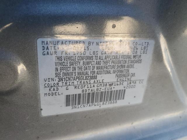 3N1CN7AP6GL823888 - 2016 NISSAN VERSA S SILVER photo 12