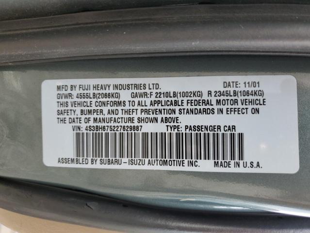 4S3BH675227629887 - 2002 SUBARU LEGACY OUTBACK AWP 绿色 照片 12