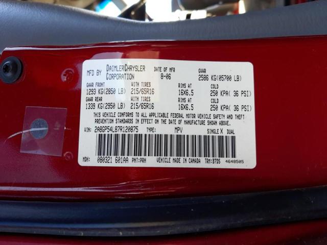 2A8GP54L87R120875 - 2007 CHRYSLER TOWN & COU TOURING Qırmızı foto 10