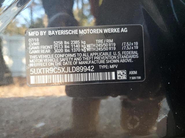 5UXTR9C5XJLD89942 - 2018 BMW X3 XDRIVE30I BLACK photo 12
