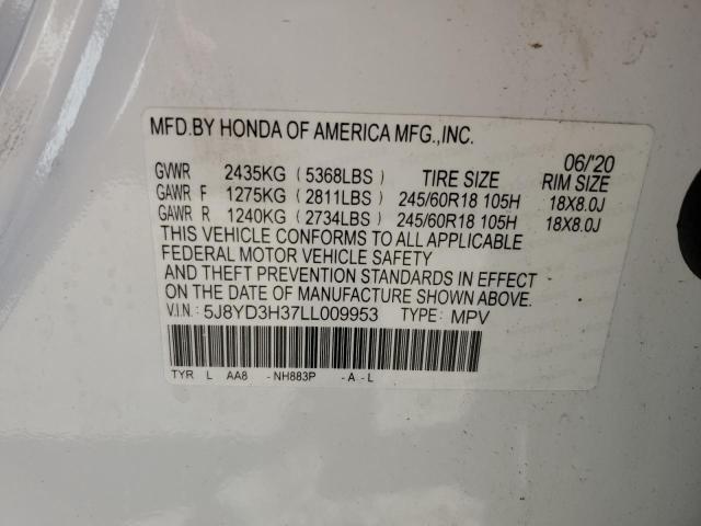 5J8YD3H37LL009953 - 2020 ACURA MDX WHITE photo 13