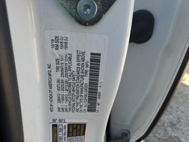 5J8TC2H39LL020203 - 2020 ACURA RDX WHITE photo 12