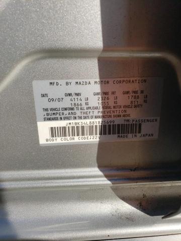 JM1BK34L881825699 - 2008 MAZDA SPEED 3 银色 照片 12