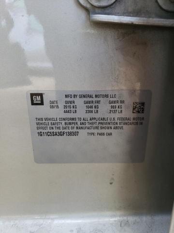 1G11C5SA3GF138307 - 2016 CHEVROLET MALIBU LIM LT 银色 照片 12