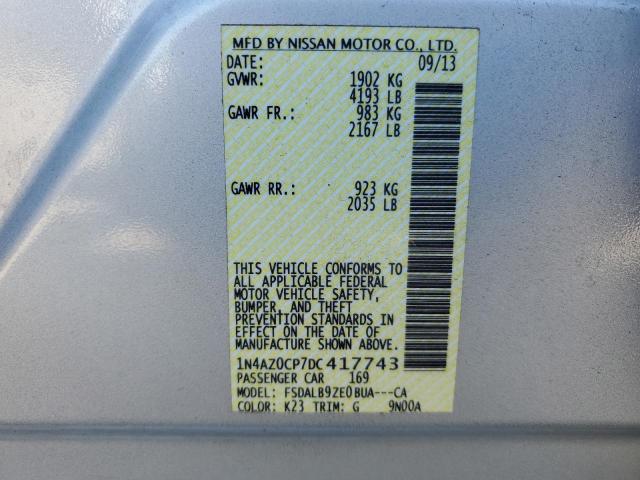 1N4AZ0CP7DC417743 - 2013 NISSAN LEAF S SILVER photo 12