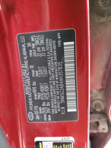 5NMSG3AB4AH357835 - 2010 HYUNDAI SANTA FE GLS RED photo 13