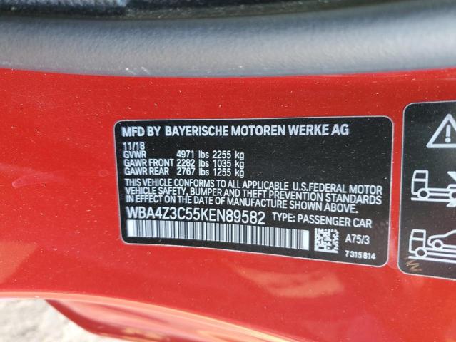 WBA4Z3C55KEN89582 - 2019 BMW 430XI RED photo 12