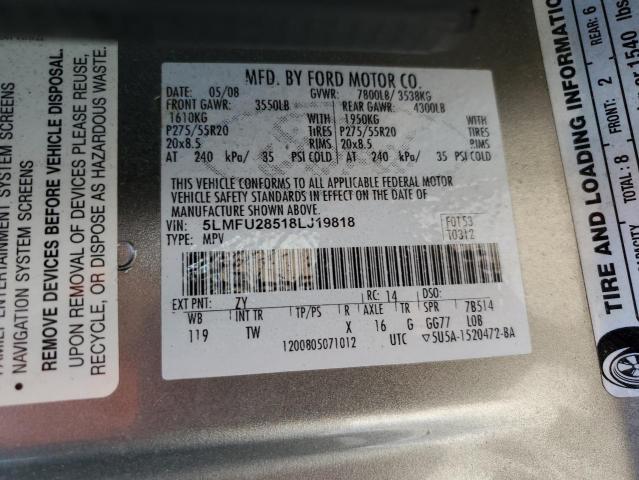 5LMFU28518LJ19818 - 2008 LINCOLN NAVIGATOR 银色 照片 13