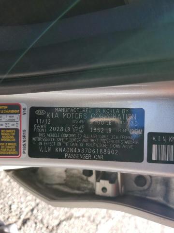 KNADN4A37D6188602 - 2013 KIA RIO EX GRAY photo 12