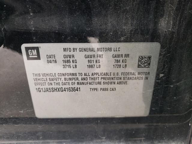 1G1JA5SHXG4163641 - 2016 CHEVROLET SONIC LS 黑色 照片 12