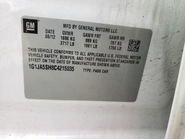 1G1JA5SH8C4215035 - 2012 CHEVROLET SONIC LS Ağ foto 12