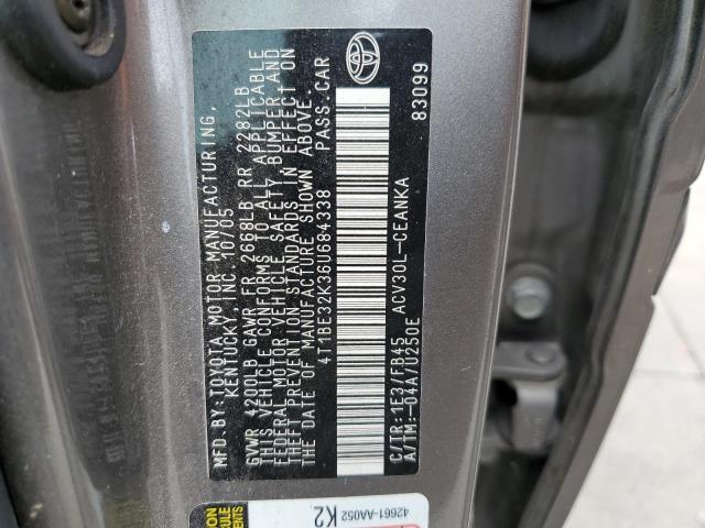 4T1BE32K36U684338 - 2006 TOYOTA CAMRY LE GRAY photo 12