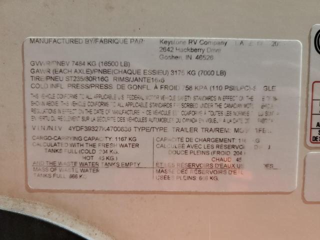 4YDF39327K4700836 - 2019 KEYSTONE MONTANA BEIGE photo 10