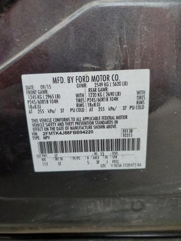 2FMTK4J88FBB94220 - 2015 FORD EDGE SEL CHARCOAL photo 14