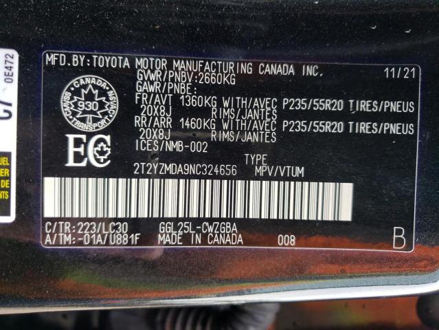 2T2YZMDA9NC324656 - 2022 LEXUS RX 350 F-SPORT BLACK photo 13