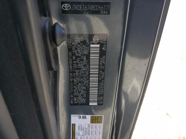 JTKDE167480266171 - 2008 TOYOTA SCION TC ნაცრისფერი ფოტო 12