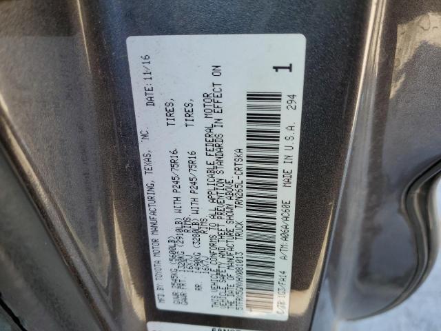 5TFRX5GNXHX081013 - 2017 TOYOTA TACOMA ACCESS CAB ნაცრისფერი ფოტო 12