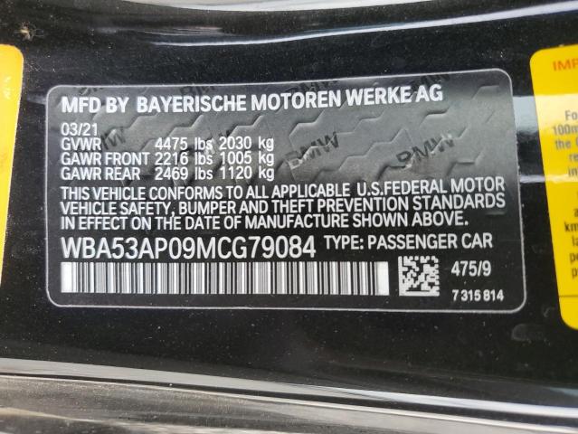 WBA53AP09MCG79084 - 2021 BMW 430I BLACK photo 12