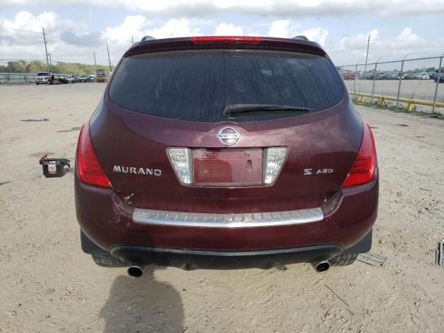 JN8AZ08W77W606894 - 2007 NISSAN MURANO SL BURGUNDY photo 6