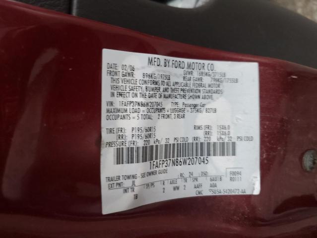 1FAFP37N86W207045 - 2006 FORD FOCUS ZX5 RED photo 12