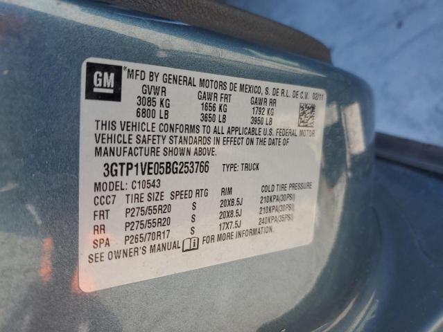 3GTP1VE05BG253766 - 2011 GMC SIERRA C1500 SLE BLUE photo 12