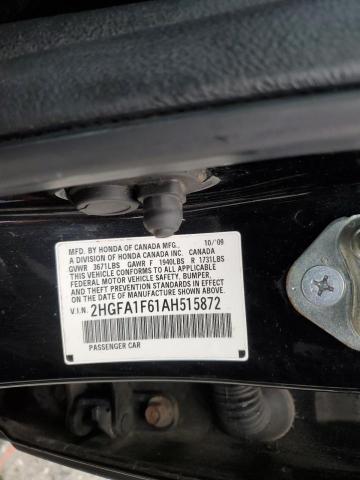 2HGFA1F61AH515872 - 2010 HONDA CIVIC LX-S أسود صورة 12